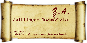 Zeitlinger Aszpázia névjegykártya